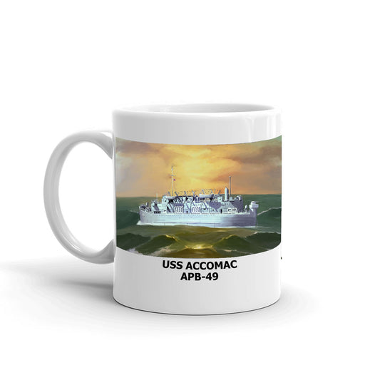 USS Accomac APB-49 Coffee Cup Mug Left Handle