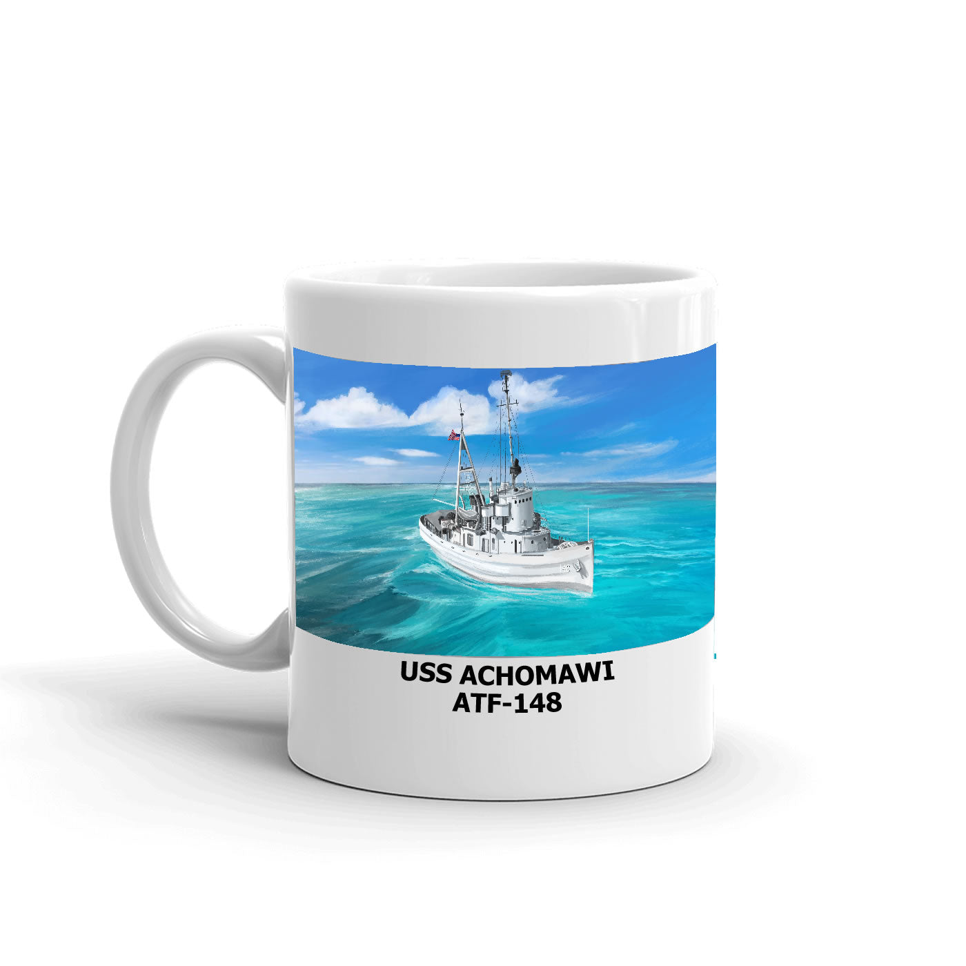 USS Achomawi ATF-148 Coffee Cup Mug Left Handle