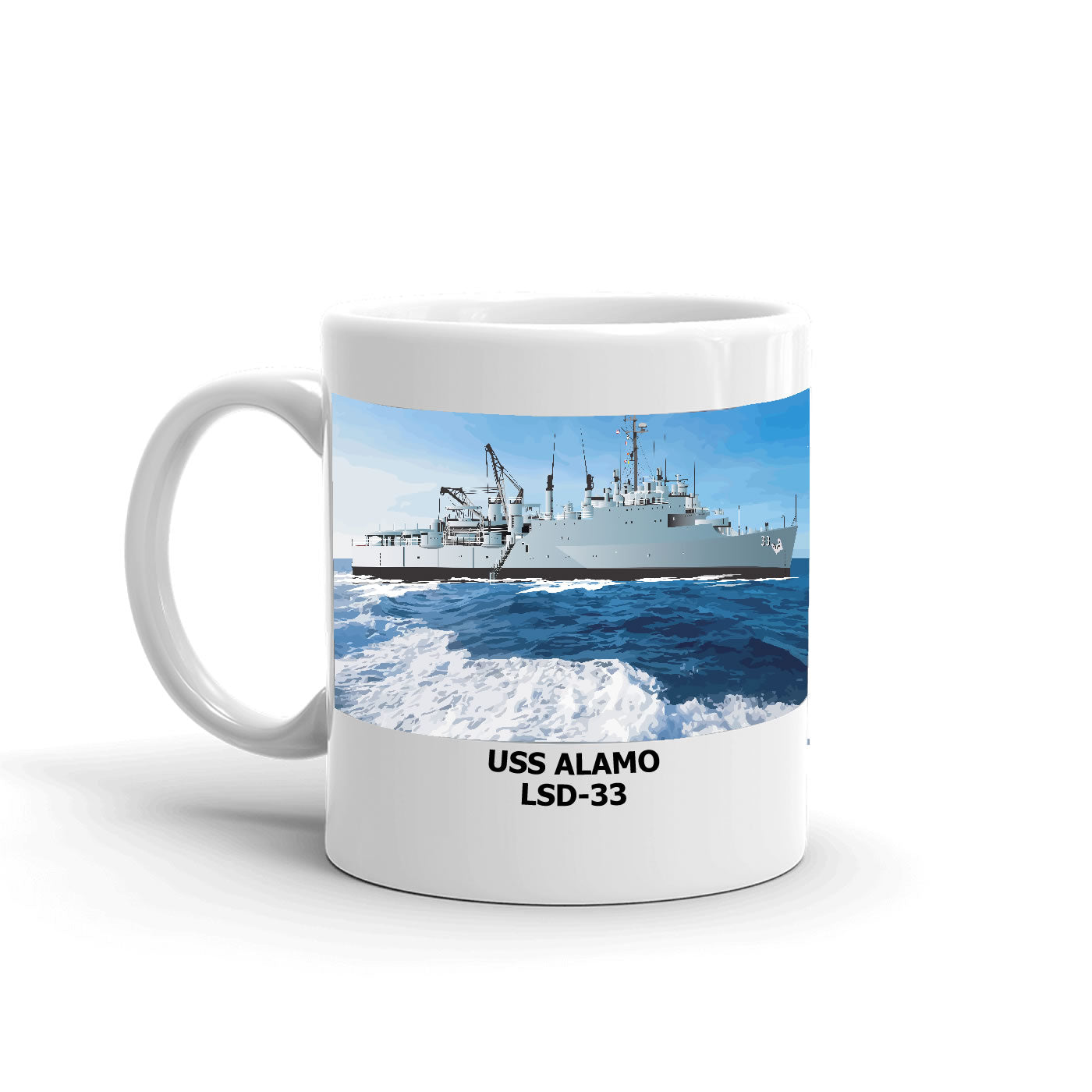 USS Alamo LSD-33 Coffee Cup Mug Left Handle