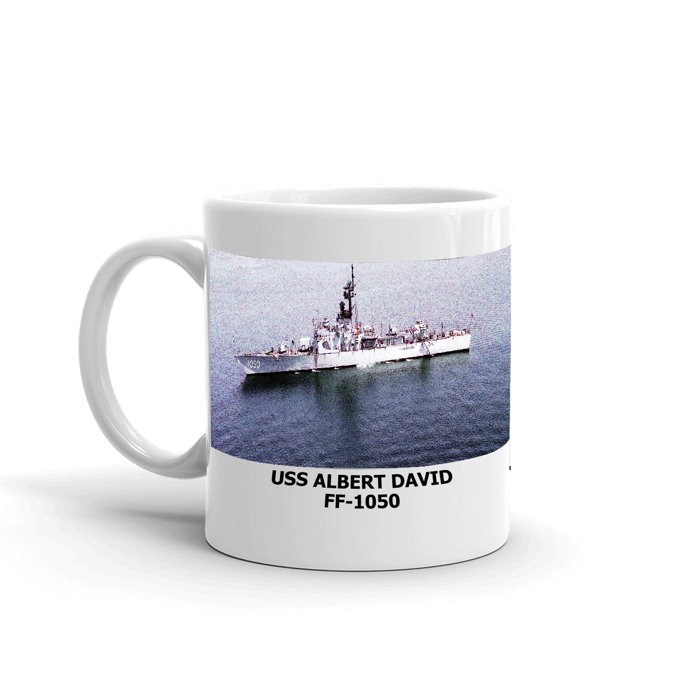 USS Albert David FF-1050 Coffee Cup Mug Left Handle