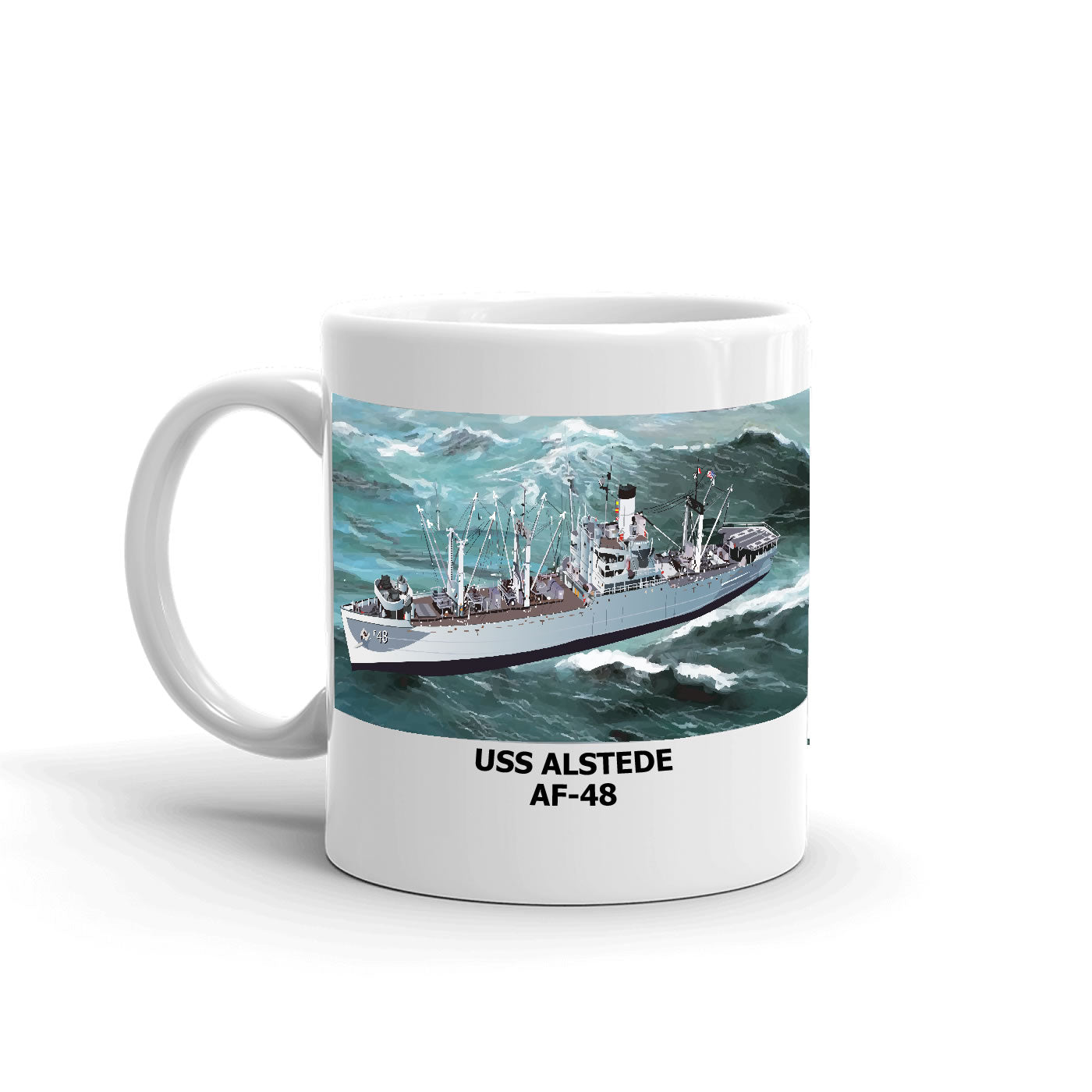 USS Alstede AF-48 Coffee Cup Mug Left Handle