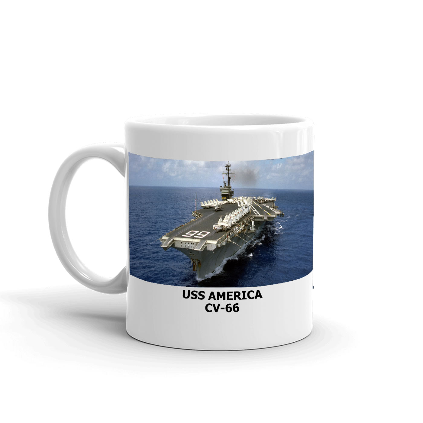 USS America CV-66 Coffee Cup Mug Left Handle