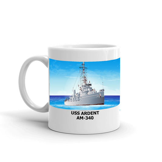 USS Ardent AM-340 Coffee Cup Mug Left Handle