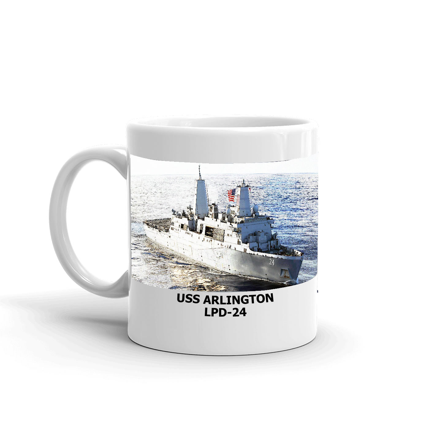 USS Arlington LPD-24 Coffee Cup Mug Left Handle