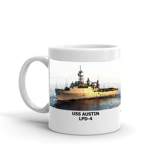 USS Austin LPD-4 Coffee Cup Mug Left Handle