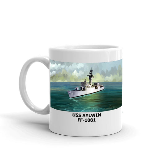 USS Aylwin FF-1081 Coffee Cup Mug Left Handle