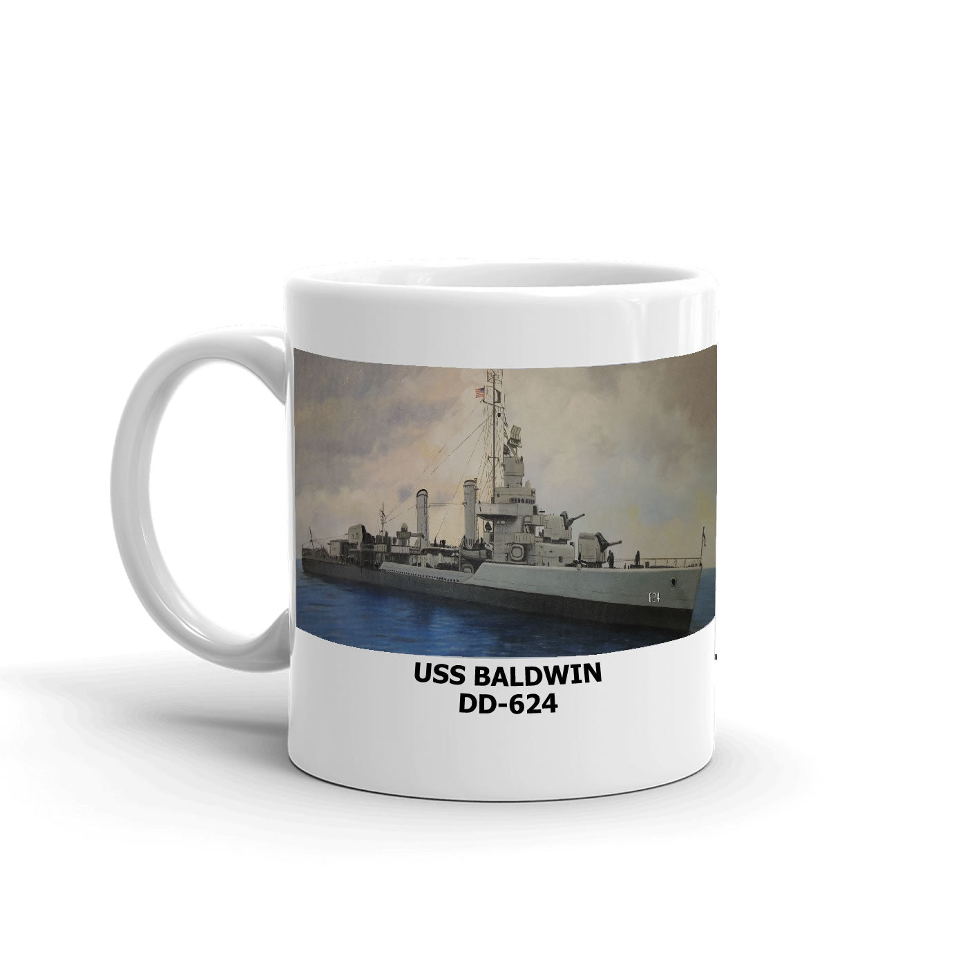 USS Baldwin DD-624 Coffee Cup Mug Left Handle