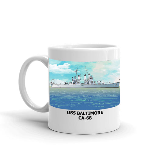 USS Baltimore CA-68 Coffee Cup Mug Left Handle