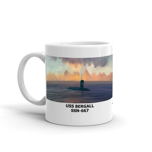 USS Bergall SSN-667 Coffee Cup Mug Left Handle