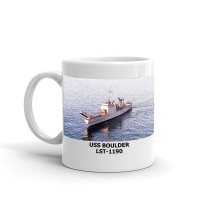 USS Boulder LST-1190 Coffee Cup Mug Left Handle
