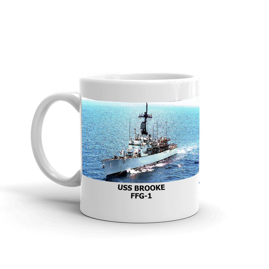 USS Brooke FFG-1 Coffee Cup Mug Left Handle