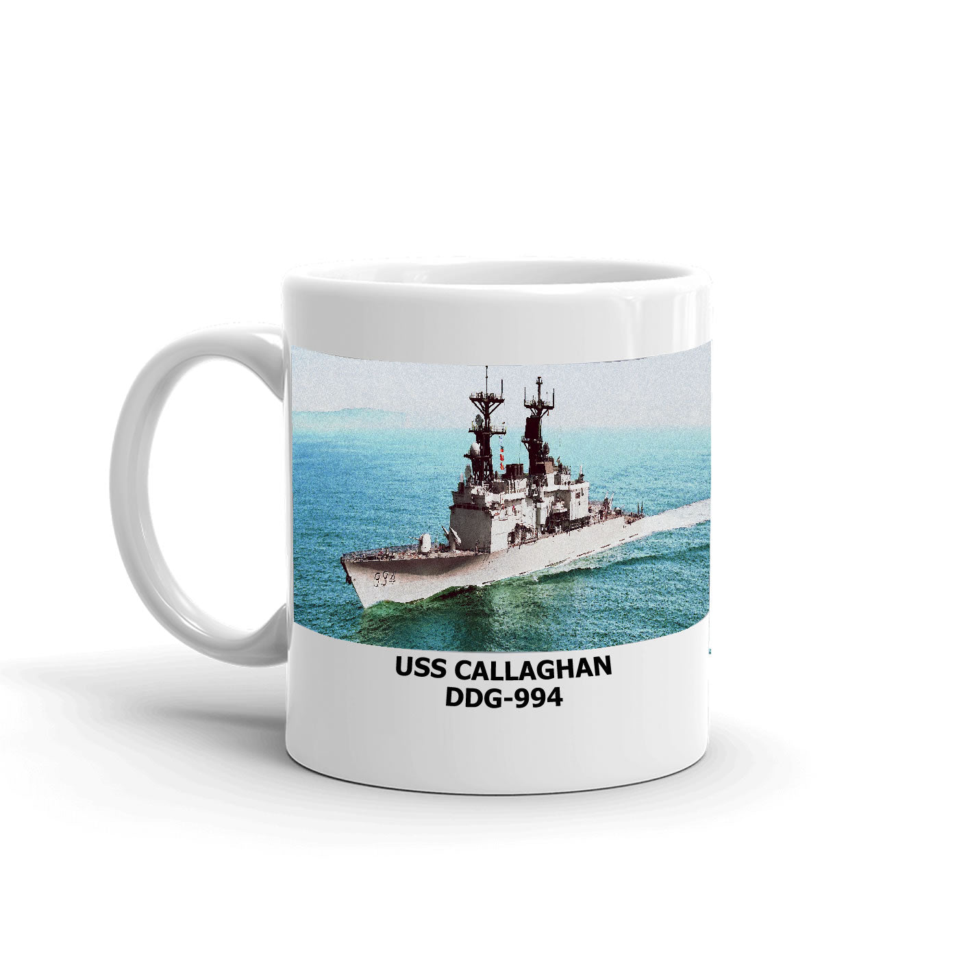 USS Callaghan DDG-994 Coffee Cup Mug Left Handle