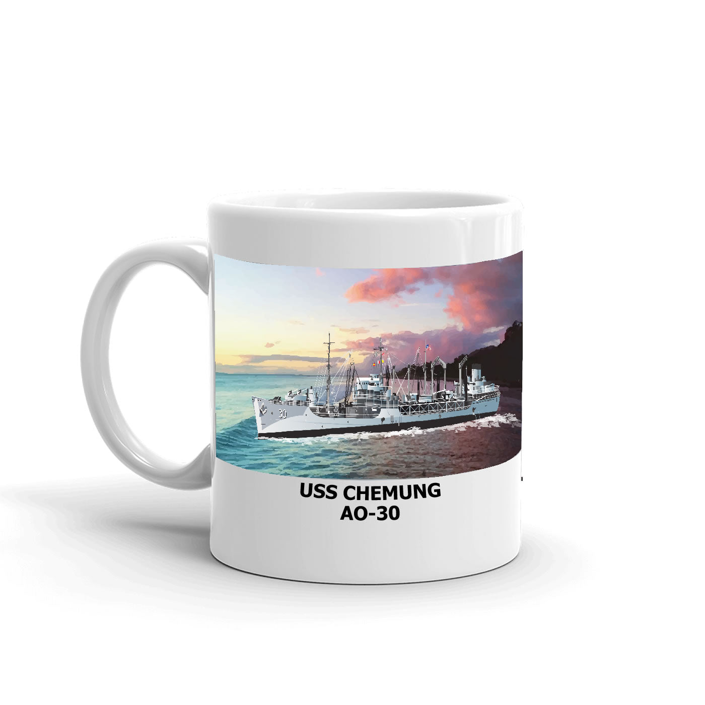 USS Chemung AO-30 Coffee Cup Mug Left Handle