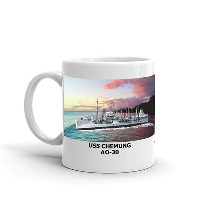 USS Chemung AO-30 Coffee Cup Mug Left Handle