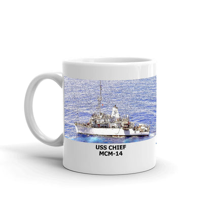 USS Chief MCM-14 Coffee Cup Mug Left Handle