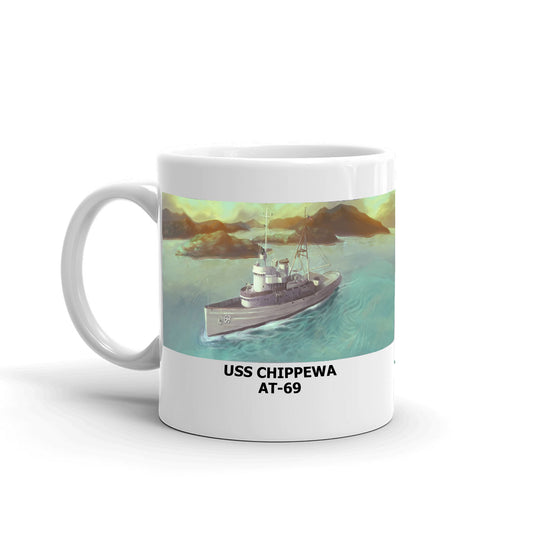 USS Chippewa AT-69 Coffee Cup Mug Left Handle