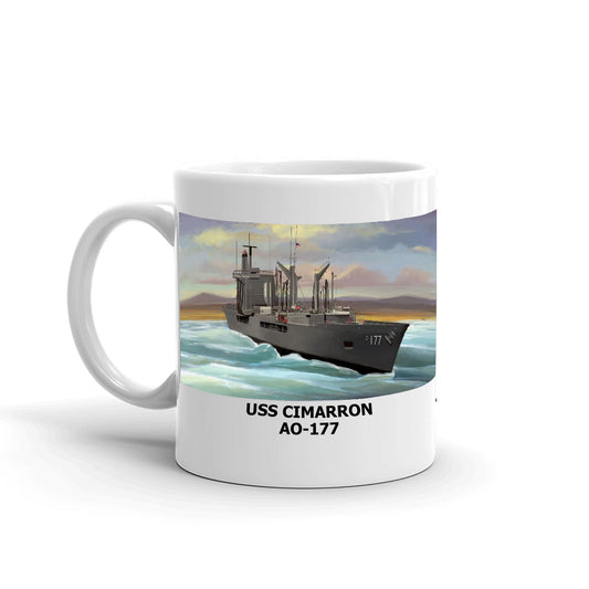 USS Cimarron AO-177 Coffee Cup Mug Left Handle