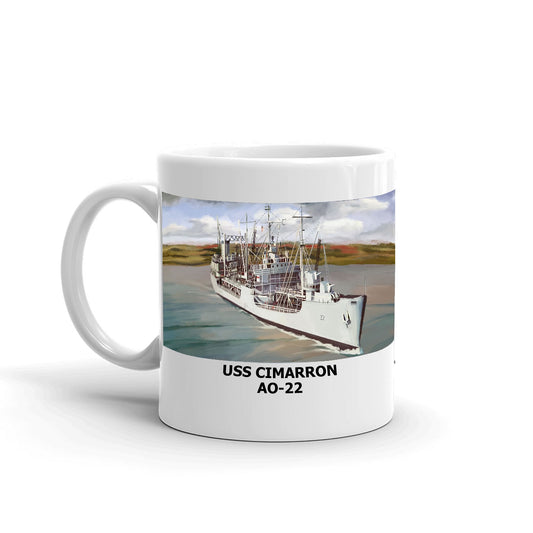 USS Cimarron AO-22 Coffee Cup Mug Left Handle