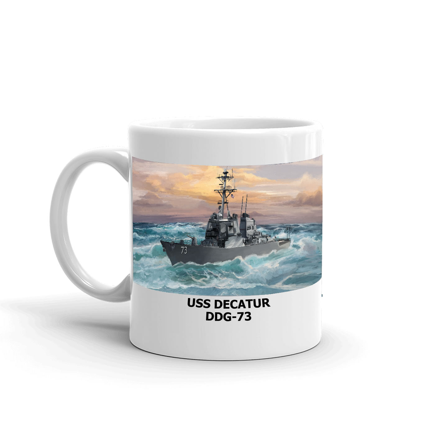 USS Decatur DDG-73 Coffee Cup Mug Left Handle