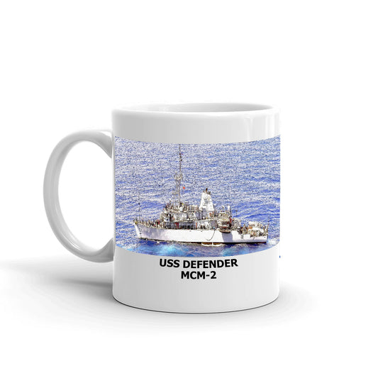 USS Defender MCM-2 Coffee Cup Mug Left Handle
