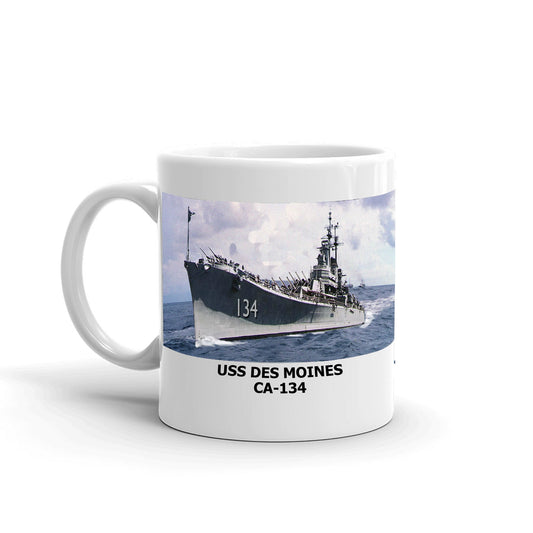 USS Des Moines CA-134 Coffee Cup Mug Left Handle