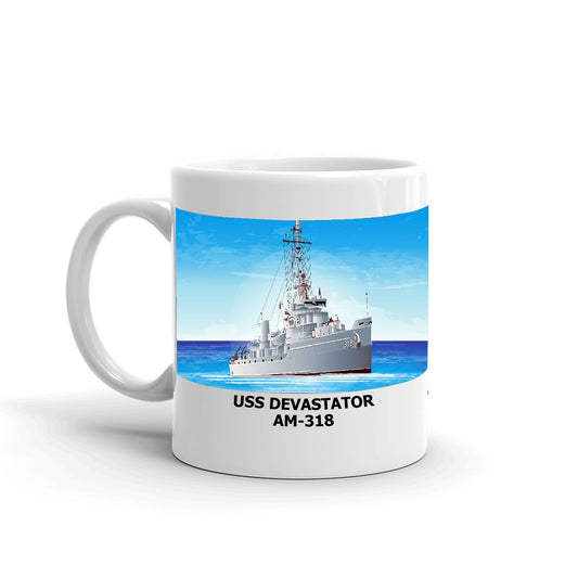 USS Devastator AM-318 Coffee Cup Mug Left Handle
