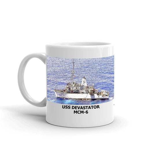 USS Devastator MCM-6 Coffee Cup Mug Left Handle