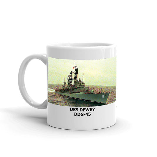 USS Dewey DDG-45 Coffee Cup Mug Left Handle