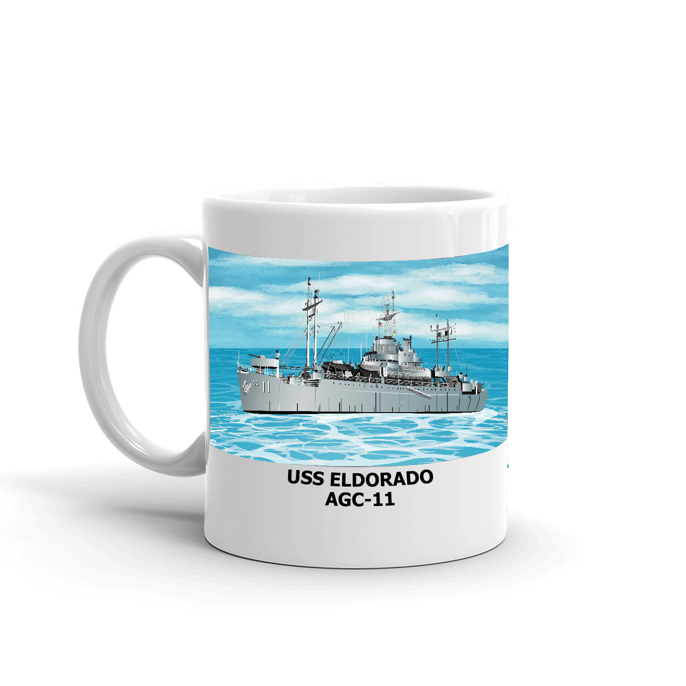 USS Eldorado AGC-11 Coffee Cup Mug Left Handle