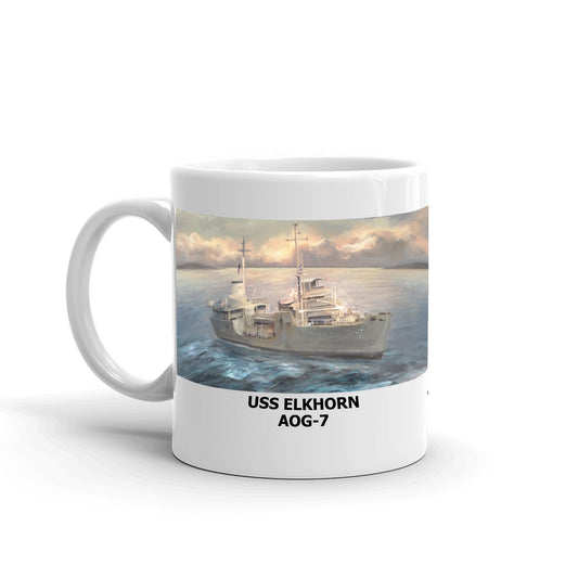 USS Elkhorn AOG-7 Coffee Cup Mug Left Handle