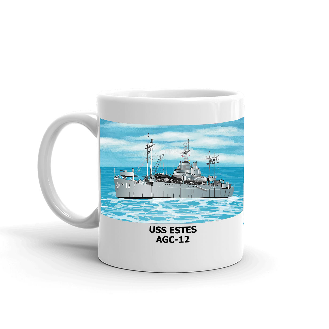 USS Estes AGC-12 Coffee Cup Mug Left Handle