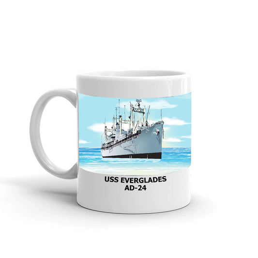 USS Everglades AD-24 Coffee Cup Mug Left Handle