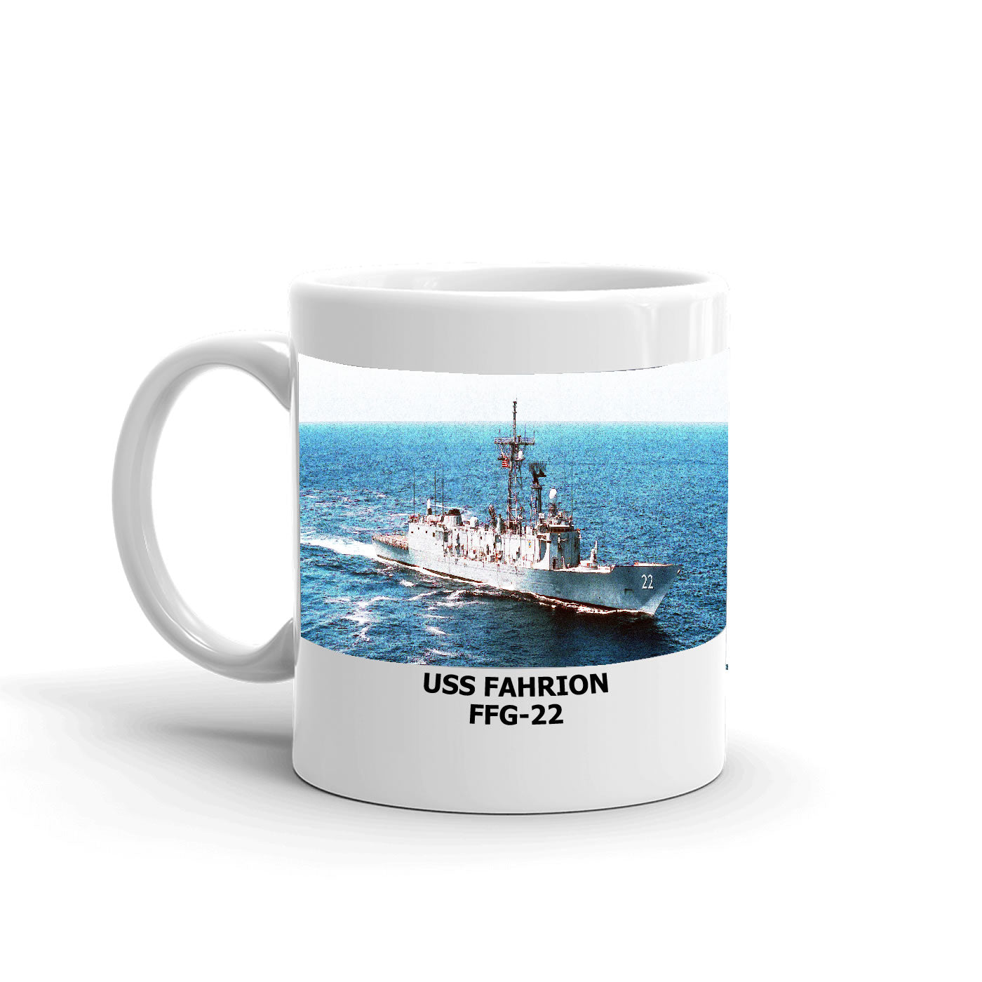 USS Fahrion FFG-22 Coffee Cup Mug Left Handle