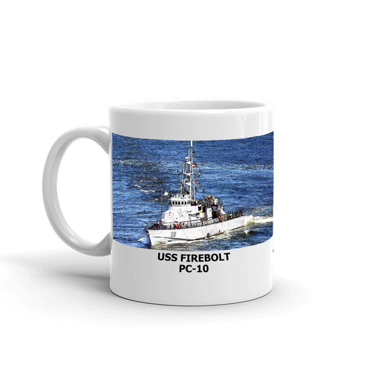 USS Firebolt PC-10 Coffee Cup Mug Left Handle