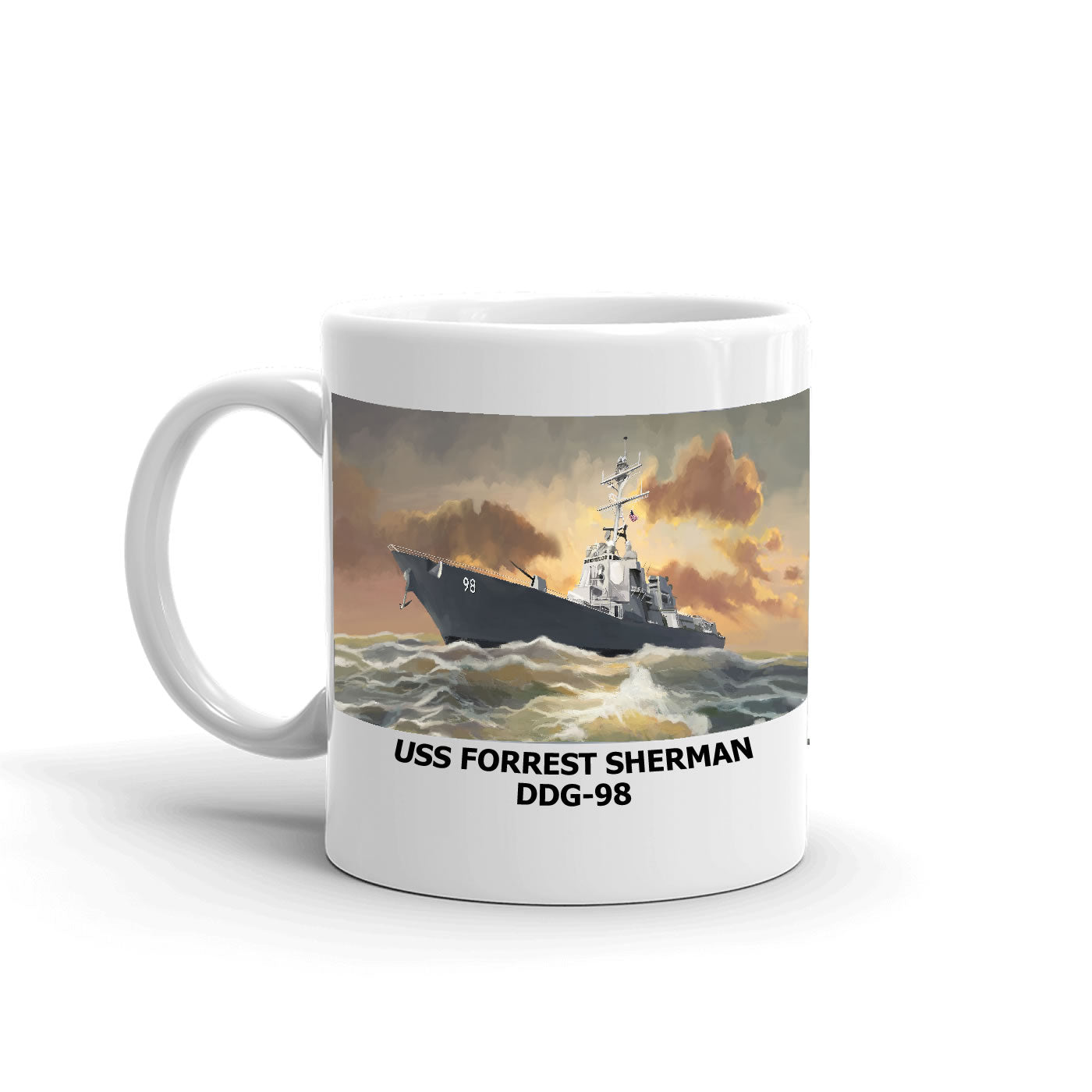 USS Forrest Sherman DDG-98 Coffee Cup Mug Left Handle