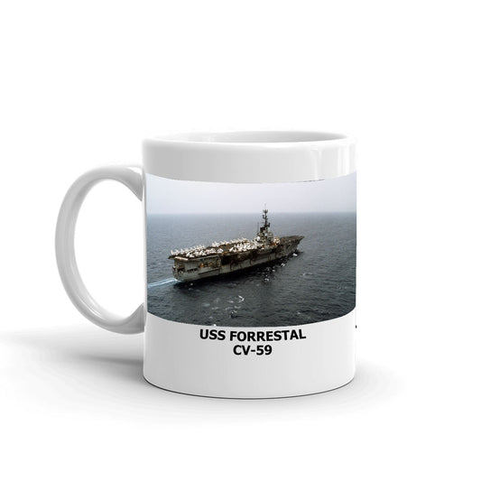 USS Forrestal CV-59 Coffee Cup Mug Left Handle