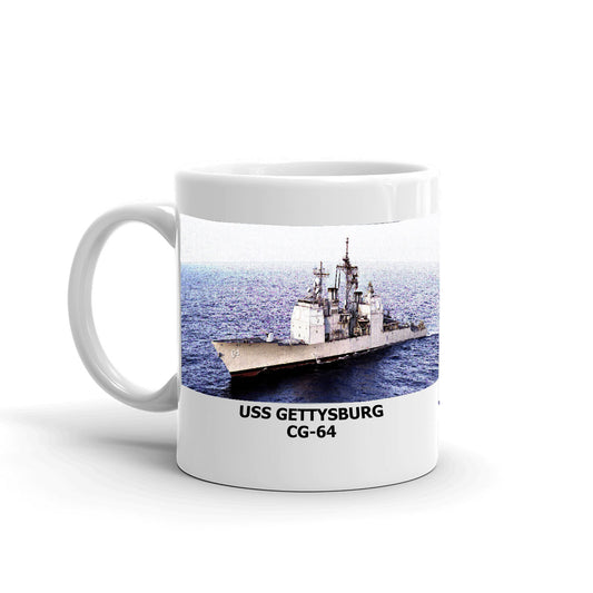 USS Gettysburg CG-64 Coffee Cup Mug Left Handle