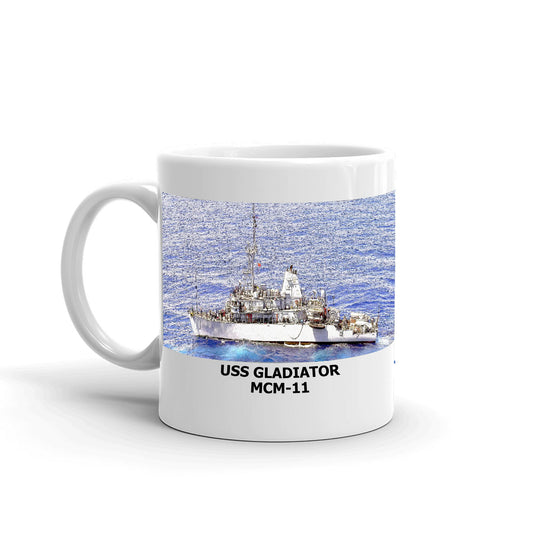 USS Gladiator MCM-11 Coffee Cup Mug Left Handle