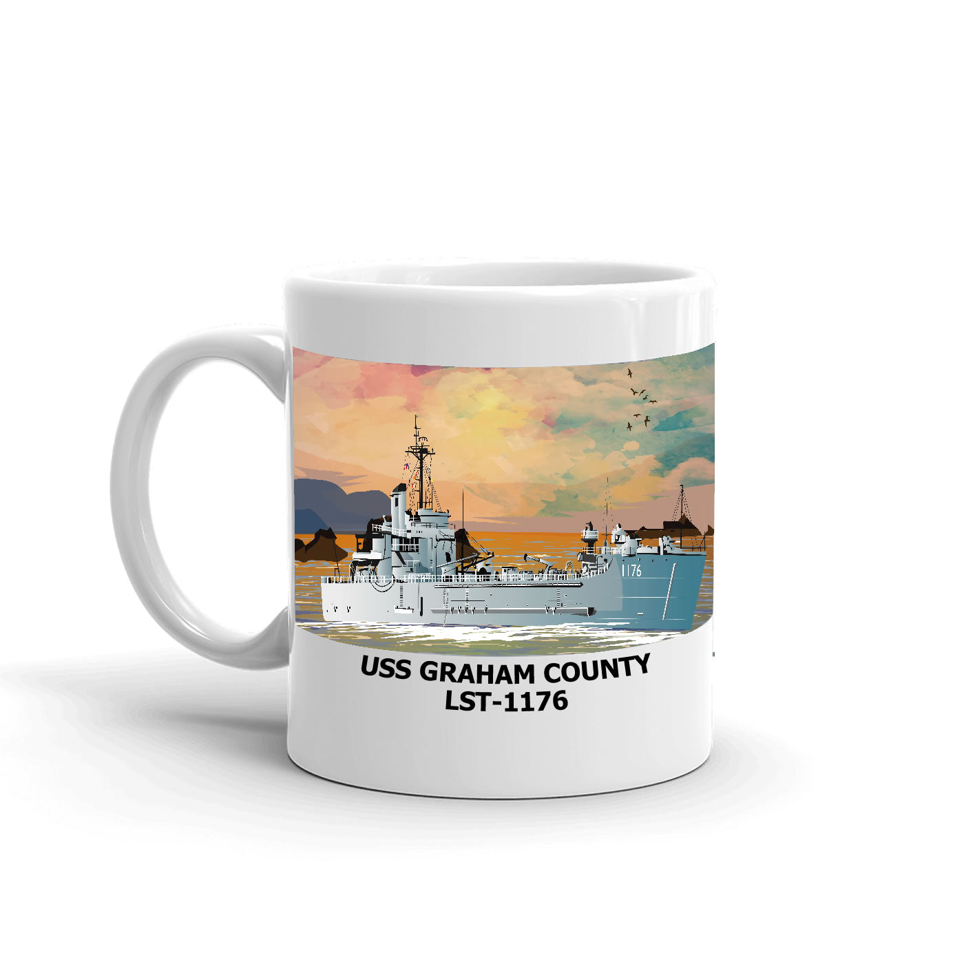 USS Graham County LST-1176 Coffee Cup Mug Left Handle