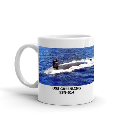 USS Greenling SSN-614 Coffee Cup Mug Left Handle