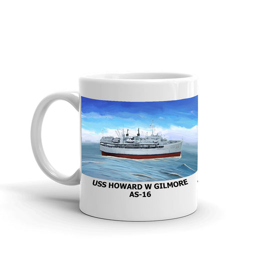 USS Howard W Gilmore AS-16 Coffee Cup Mug Left Handle