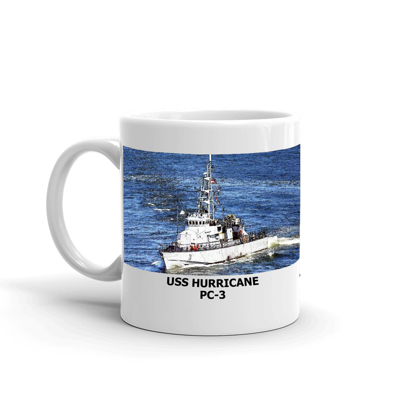 USS Hurricane PC-3 Coffee Cup Mug Left Handle