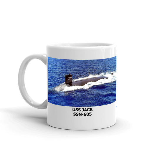 USS Jack SSN-605 Coffee Cup Mug Left Handle