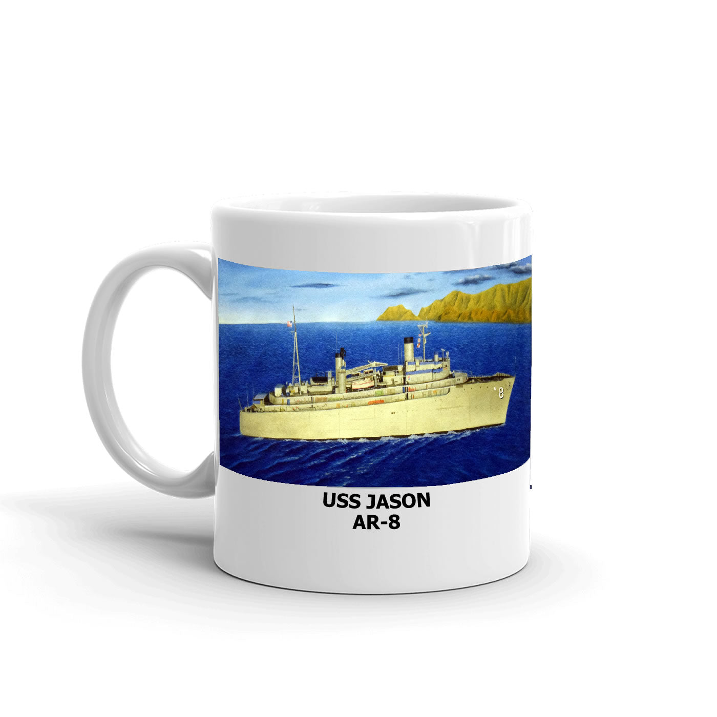 USS Jason AR-8 Coffee Cup Mug Left Handle