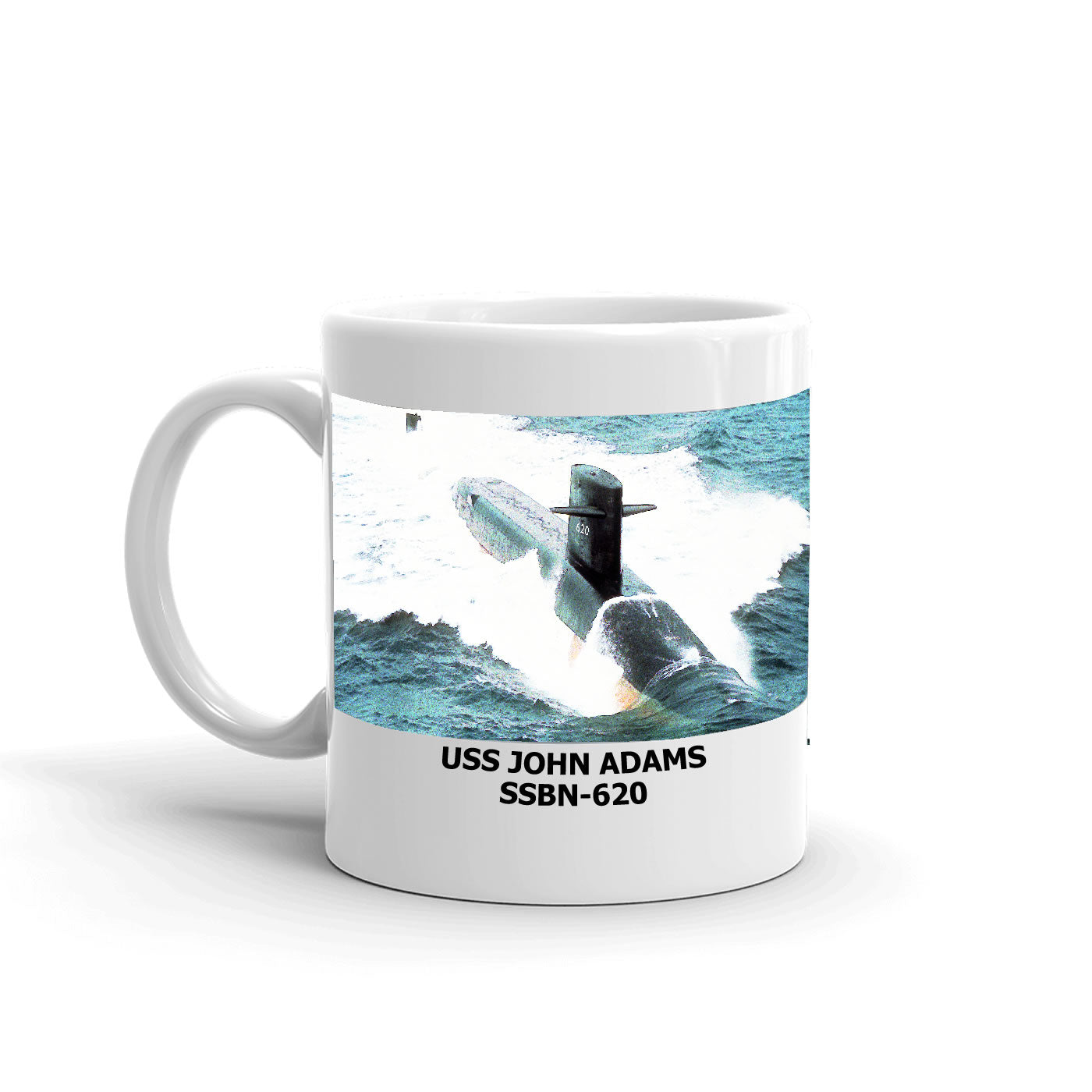 USS John Adams SSBN-620 Coffee Cup Mug Left Handle