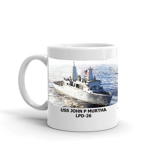 USS John P Murtha LPD-26 Coffee Cup Mug Left Handle