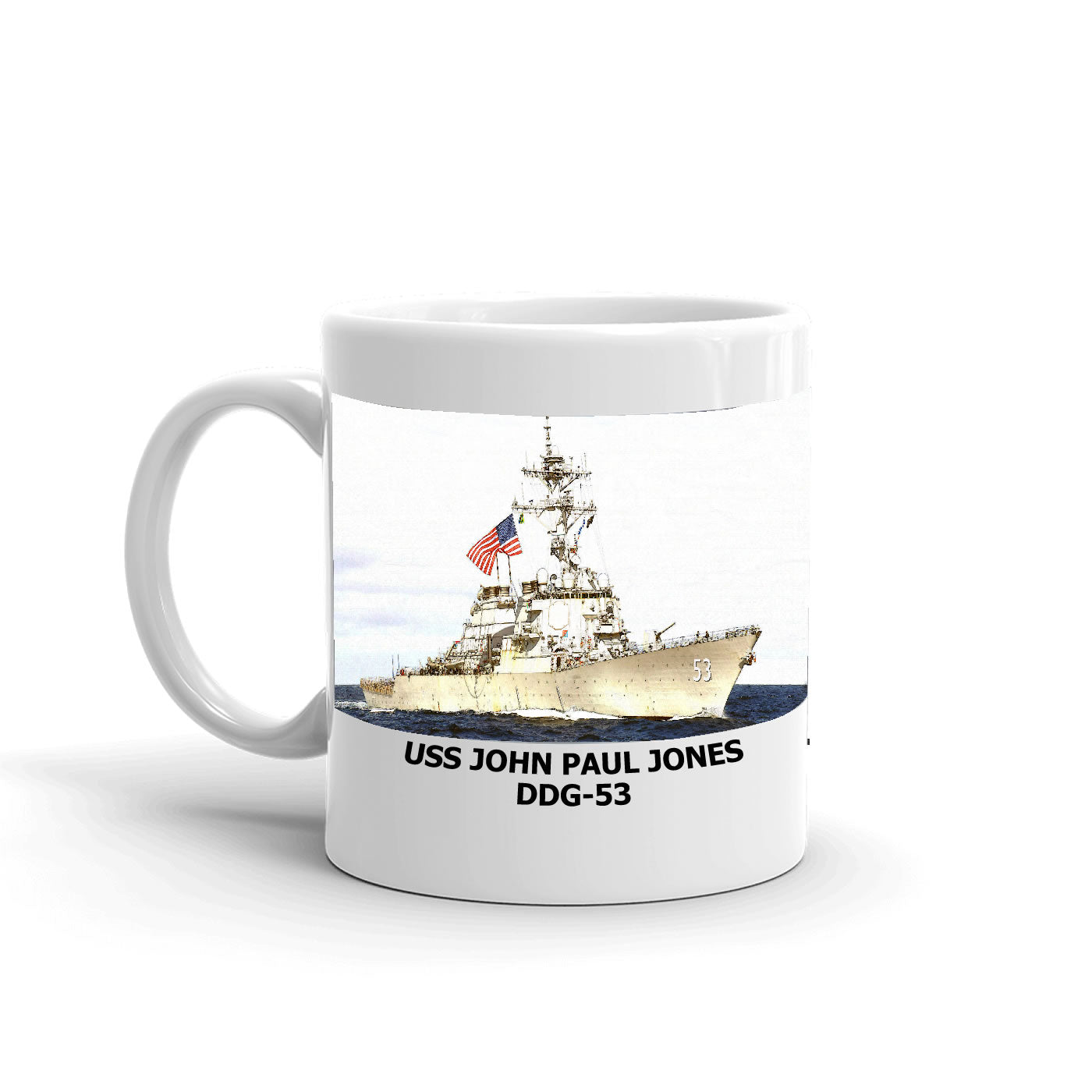 USS John Paul Jones DDG-53 Coffee Cup Mug Left Handle