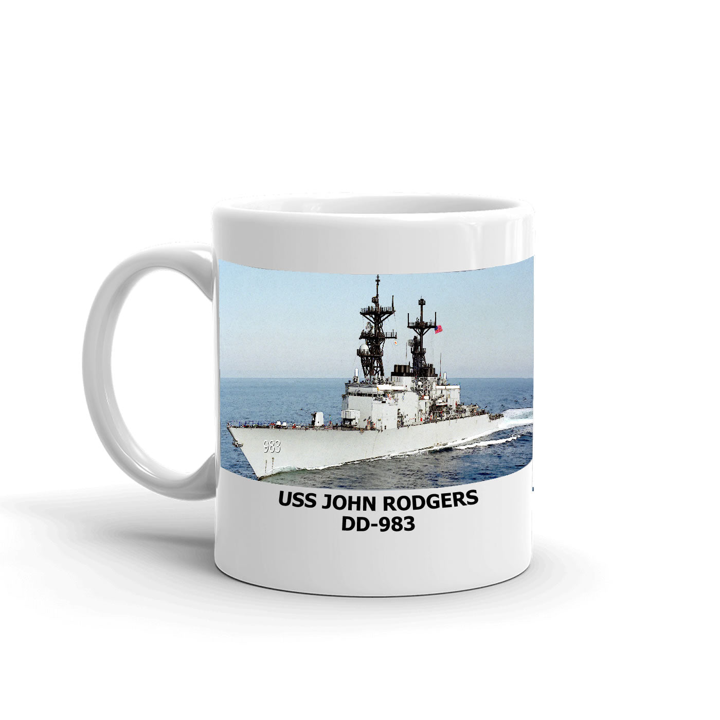 USS John Rodgers DD-983 Coffee Cup Mug Left Handle
