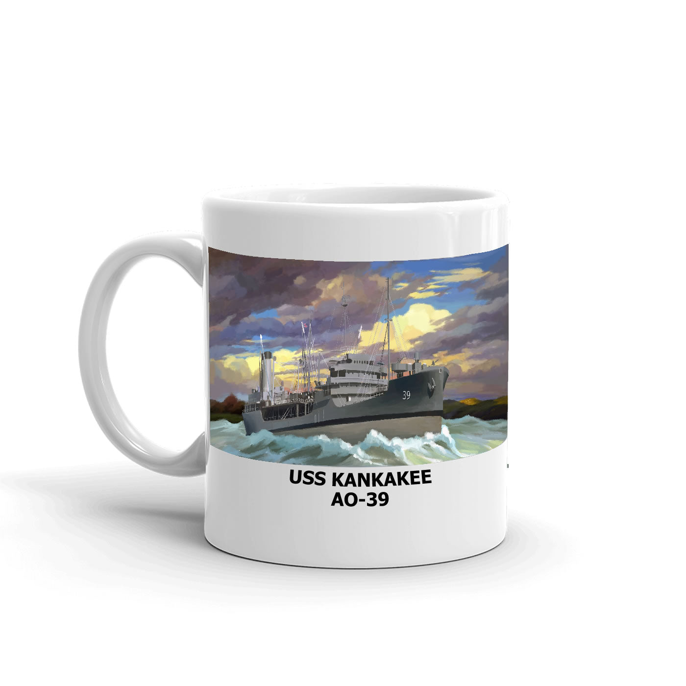 USS Kankakee AO-39 Coffee Cup Mug Left Handle