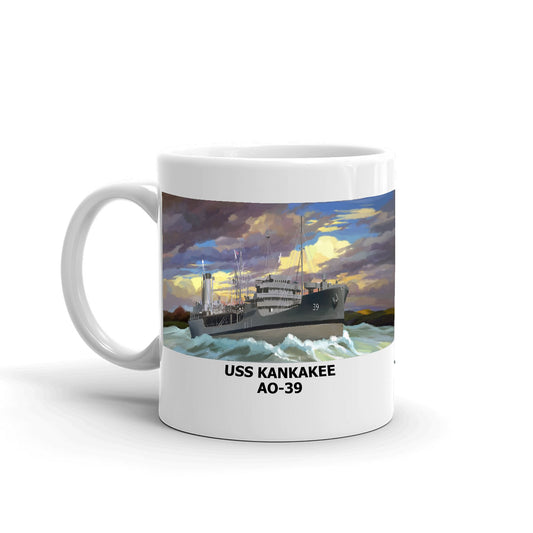 USS Kankakee AO-39 Coffee Cup Mug Left Handle